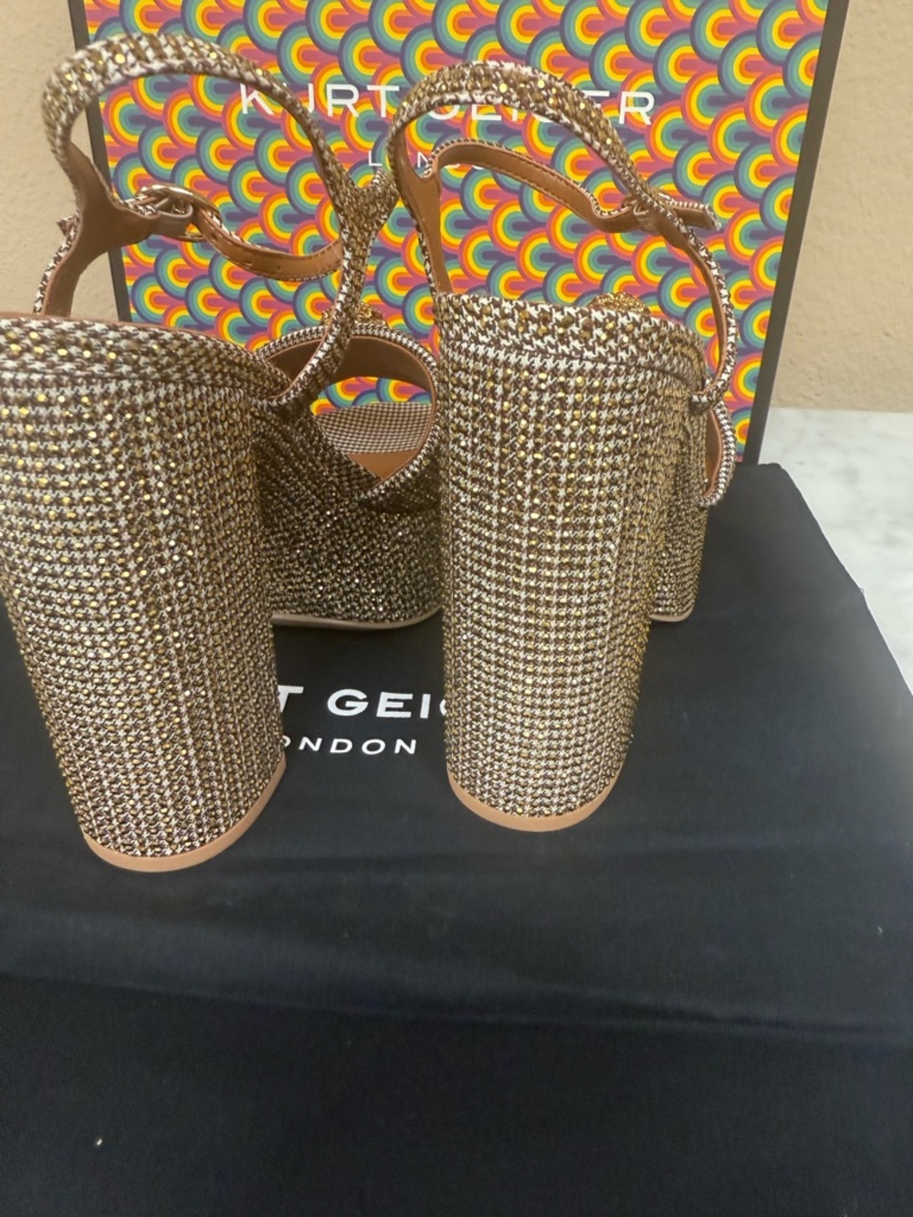 Kurt Geiger Gold Metallic Platform Block Heel ❤️❤️❤️ - Picture 15 of 17